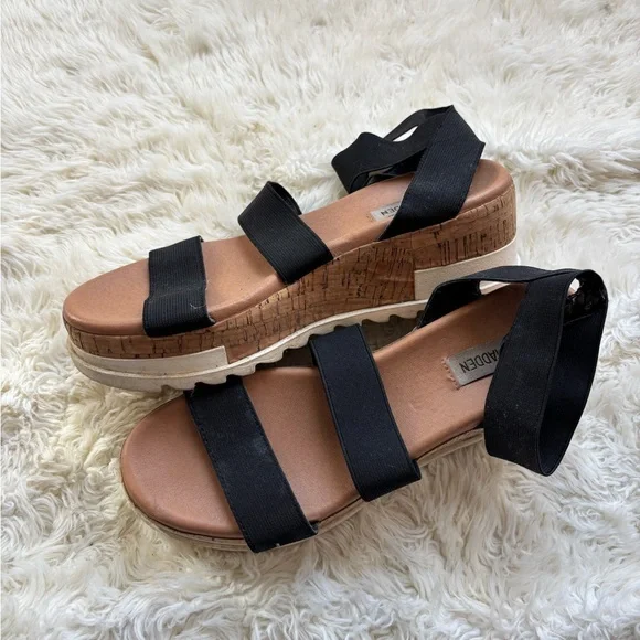 Steve Madden Shoes Steve Madden Black And Tan Platform Sandals - Main Image